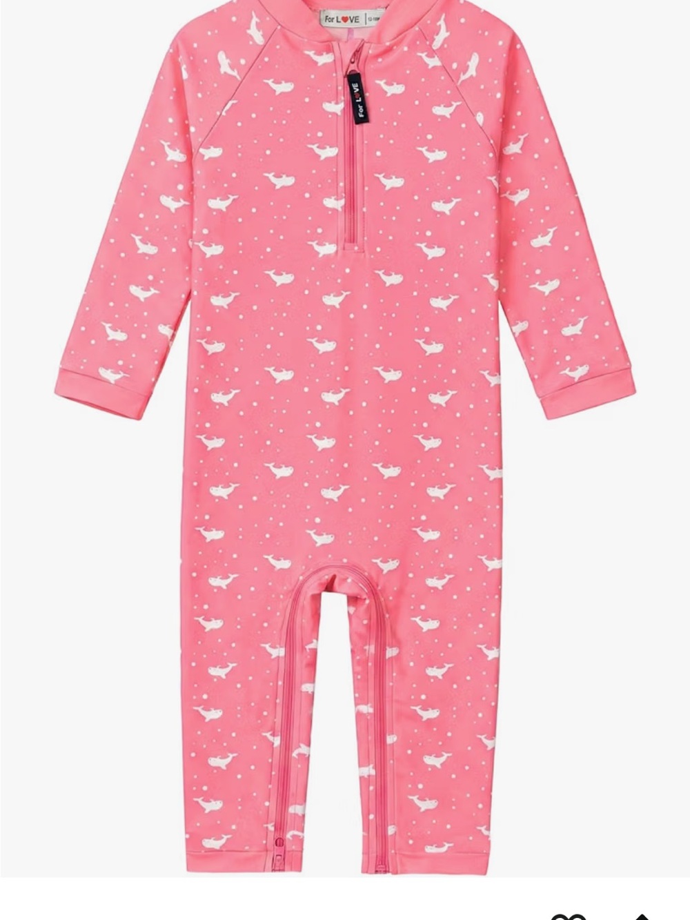 Pink Whale-Print baby full coverage swim UPF 50+